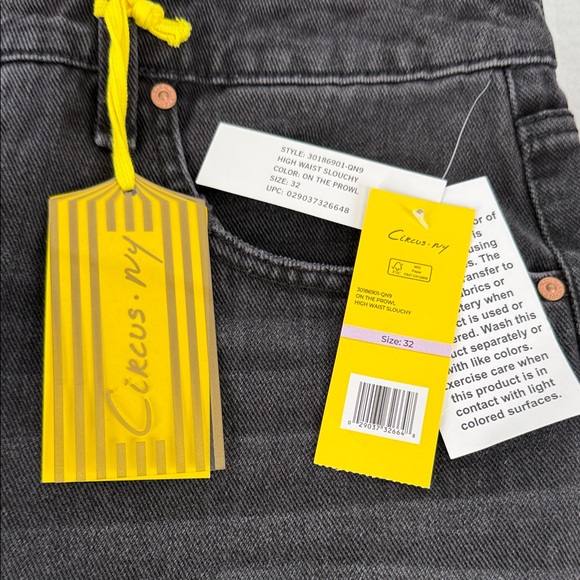 Circus NY Jeans Wm 32 High Waist Slouchy Faded Black Distressed Wide Leg Plus - Picture 2 of 14